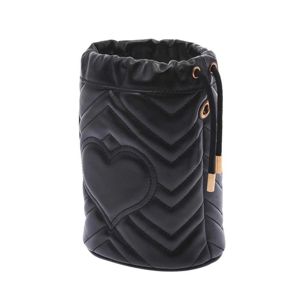 Gucci Shoulder Marmont Bag Baguette GG Black Leather